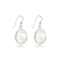Tuscany Silver Sterling Silver Oval White Mother of Pearl Drop Earrings  - $128.00