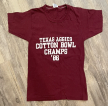 Vtg Single Stitch Texas A&amp;M Aggies Cotton Bowl Champs 1986 T-Shirt Small Maroon - £22.99 GBP