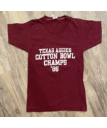 Vtg Single Stitch Texas A&amp;M Aggies Cotton Bowl Champs 1986 T-Shirt Small... - £22.82 GBP