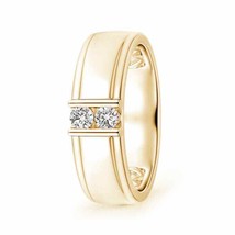 ANGARA Channel Grooved Diamond Two Stone Wedding Bin 14K Gold (IJI1I2, 0.25 Ctw) - £855.31 GBP