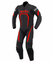 APRILIA MEN&#39;S MOTORCYCLE MOTORBIKE COWHIDE LEATHER RACING CE RATED SUIT - £229.02 GBP