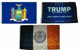3x5 Trump #1 &amp; State of New York &amp; City of New York Wholesale Set Flag 3&#39;x5&#39; - £11.89 GBP