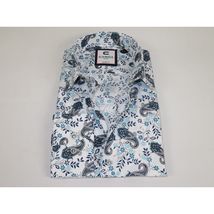 Men's Shirt By CASILA Turkey Cotton Blend Long Sleeves 501670-02 White Paisley image 3