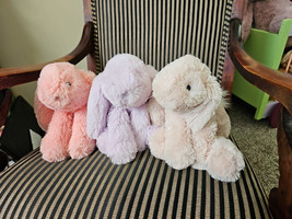 Jellycat Lot Of 3 Smudge Rabbit Tan Lavender Apricot Brand New With Tags... - $178.15