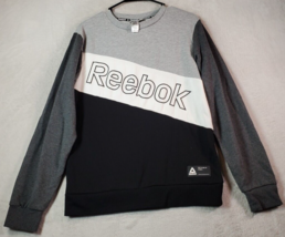Reebok Sweatshirt Womens 2XL Black Gray Cotton Long Sleeve Crew Neck Logo EUC - £13.48 GBP