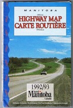 Manitoba Road Map Official Highways 1992 1993 - £1.93 GBP