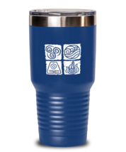 Inspirational Tumbler Avatar Elements Square, Water Earth Fire Air Blue-T-30oz  - £24.89 GBP