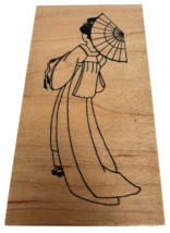 Great Impressions Rubber Stamp Asian Woman with Umbrella Japanese Style ... - $9.99