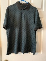 Marc Edwards Swift-Dry Short Sleeve Mens Shirt Black w Blue Green Patter... - $11.28