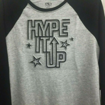 Athletic Works Boys Hype It Up T Shirt Size L 10-12 Light Grey/Black Long Sleeve - £9.98 GBP
