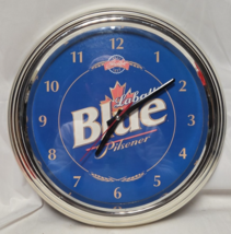 15&quot; Labatt Blue Beer Blue Wall Clock Chrome Finish made by The Neon Source - $69.78 CAD