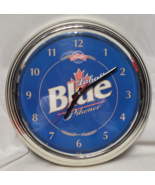 15&quot; Labatt Blue Beer Blue Wall Clock Chrome Finish made by The Neon Source - $69.78 CAD