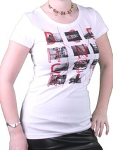 Bench UK da Donna Bianco Crimine Scena Foto T-Shirt BLGA2374 Nwt - £13.15 GBP