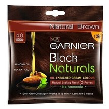 Garnier Black Naturals Crème Hair Colour, 20ml+20g (Pack of 8) 4.0 Natural Brown - £15.15 GBP