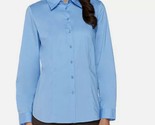 Susan Graver ~ Stretch ~ Long Sleeve ~ Button Up ~ Size 6 ~ Blue Blouse ... - $22.44