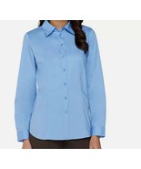 Susan Graver ~ Stretch ~ Long Sleeve ~ Button Up ~ Size 6 ~ Blue Blouse ... - £17.67 GBP