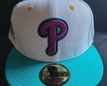 Philadelphia Phillies New Era 59FIFTY Fitted 7 1/2 White - Teal Hat - $37.39