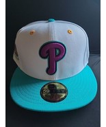 Philadelphia Phillies New Era 59FIFTY Fitted 7 1/2 White - Teal Hat - £29.41 GBP