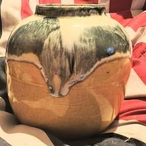 Green Beige Mixed Pottery 6 Inch Vase  - $20.00