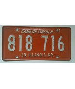 Vintage Illinois Land of Lincoln 1962 Automobile License Plate 818 716 O... - $187.50 MXN