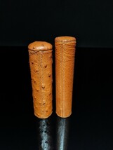 Brizard and Co Genuine Ostrich Tan cigar tube holder image 11