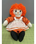 Raggedy Ann Doll Handmade 18”  Orange Hair Outfit Dress Rag Cloth Doll - $21.77