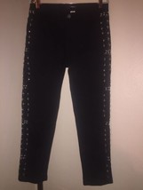 NWOT Absolutely Stunning Denim 24/7 Pearl &amp; Bead Embellished Black Jeans Sz 12W - £59.54 GBP