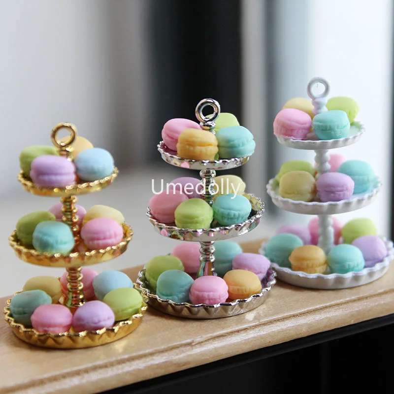 1/12 Scale Cute Mini Macaron Miniature Dollhouse Cake Tripod Pretend Play - £9.21 GBP+
