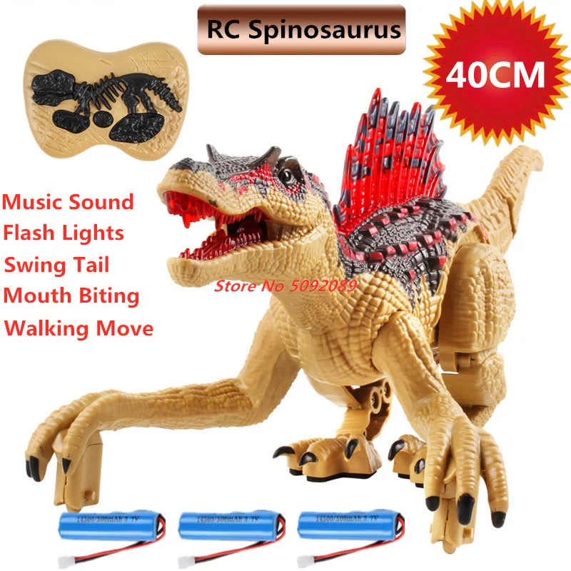 40cm 2.4G RC Spinosaurus Raptor Velociraptor Roar Walking Light Music Simulate  - £39.81 GBP+