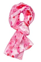 Plum Feathers Valentine&#39;s Day Hearts Print Satin Scarf (Pink with Hearts) - £11.05 GBP