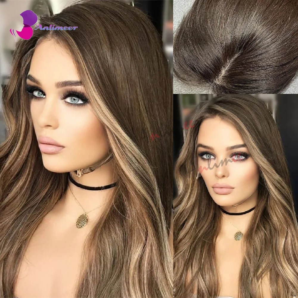 Chocolate Brown Lace Front Wig Human Hair Highlight Wig Human hair Lace Front - £122.01 GBP+