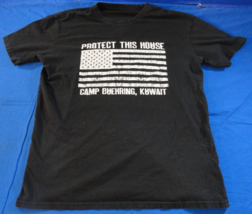 DISCONTINUED MILITARY PROTECT THIS HOUSE CAMP BUEHRING KUWAIT BLACK SHIR... - $24.29