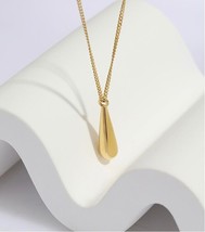 14K Gold Long Teardrop Necklace, 925 Silver, gift, curb chain, fine, dainty - £37.86 GBP