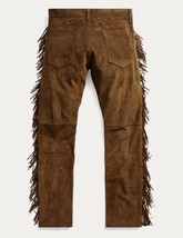 Genuine Suede Lambskin Brown Fringes Party Soft Motorcycle Men Pant 100%Leather - £93.72 GBP+