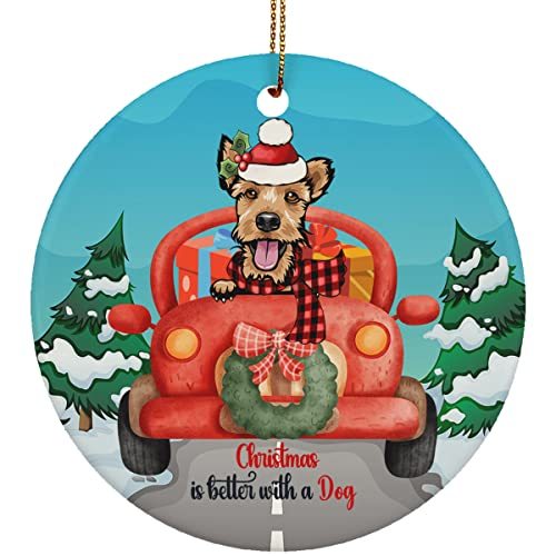 hdhshop24 Christmas is Better with A Welsh Terrier Dog Ornament Gift Pine Tree D