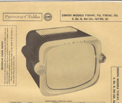 1956 ZENITH Y1814Y TELEVISION Tv Photofact MANUAL Y1814YU Y1816C Y1816CU... - $9.89