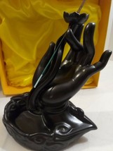 Hand &amp; Lotus Backflow Incense Burner Ceramic Statue Handcrafted New In Box - £23.65 GBP