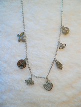 NWT Silver Charms 18&quot; Necklace Hamsa Evil Eye Peace Heart Emoji Forever 21 - £6.94 GBP