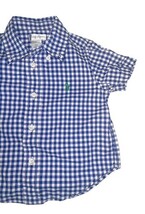 Ralph Lauren Baby Boys Gingham Button Down Shirt Blue White 12M Polo image 4