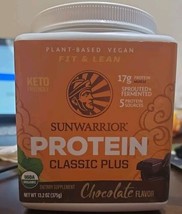 SunWarrior Protein Classic Plus, Chocolate 13.2 Oz - Keto Friendly Exp 0... - $21.99