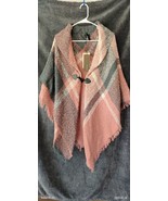 New York Modena Brushed Soft boho Blanket Poncho Scarf Wrap Plaid NWT women - $25.74