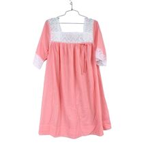 Vintage Retro Nylon Nightgown Coral Pink W/Lace Lady Lynne NOS  1950S M ... - €35,76 EUR