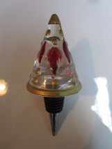 GLASS WINE BOTTLE STOPPER NIB CHRISTMAS TREE SHAPE RED [a*4] - £19.78 GBP