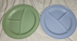 Lot of 2 Vintage Hemcoware Section Divided Plates Green Purple - £9.43 GBP