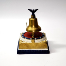 Vintage Liberty Bell &amp; Eagle Cast Iron Brass Mechanical Bank Bicentennial Works - £26.37 GBP