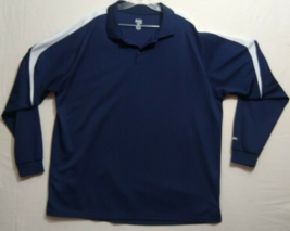 EASTBAY LONG SLEEVE BLUE &amp; WHITE POLO 100% POLYESTER 2XL - £15.00 GBP