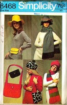 Vintage 1969 Hats, Bags &amp; Scarf Simplicity Pattern 8468 - UNCUT - £9.53 GBP