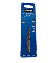 HART 3-Piece Titanium Drill Bit Set 1/16&quot; inch, 7/64&quot; , 9/64&quot; NEW Easy S... - £6.45 GBP
