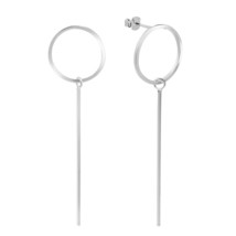 Minimalist Sterling Silver Bar on a Circle Post Drop Earrings - £13.27 GBP