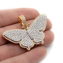 3Ct Simulated Diamond Butterfly Cluster Pendant 14K Yellow Gold Plated Silver - £154.13 GBP